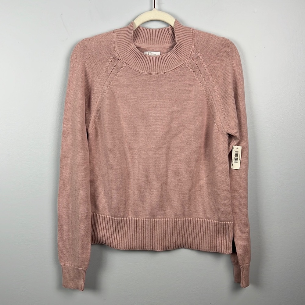 Daily Ritual mock neck cotton sweater blush pink XS
